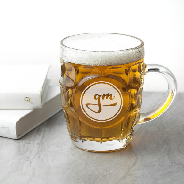 Round Monogrammed Dimpled Beer Glass