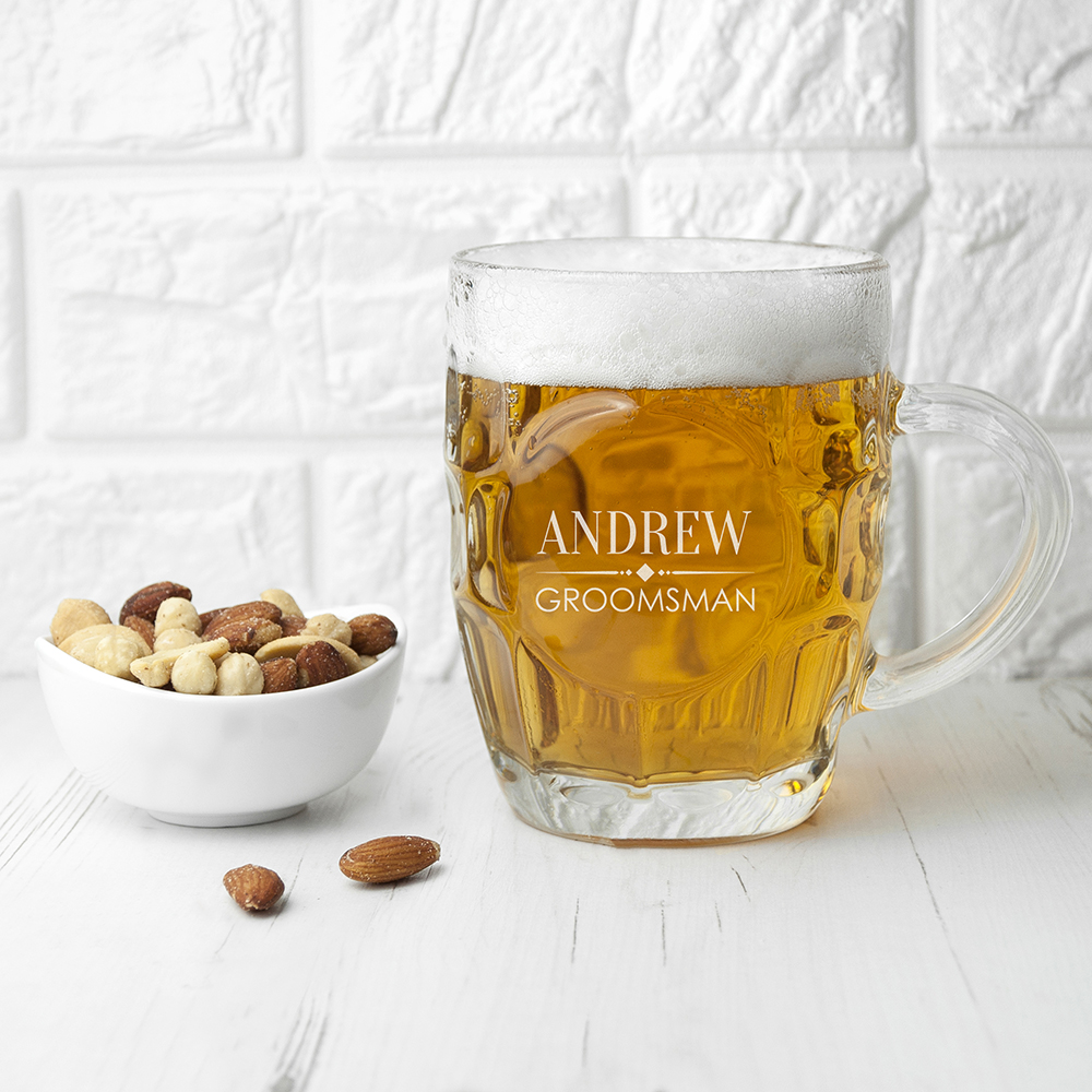 Personalised Wedding Dimpled Beer Glass Personalised Wedding Dimpled Beer Glass