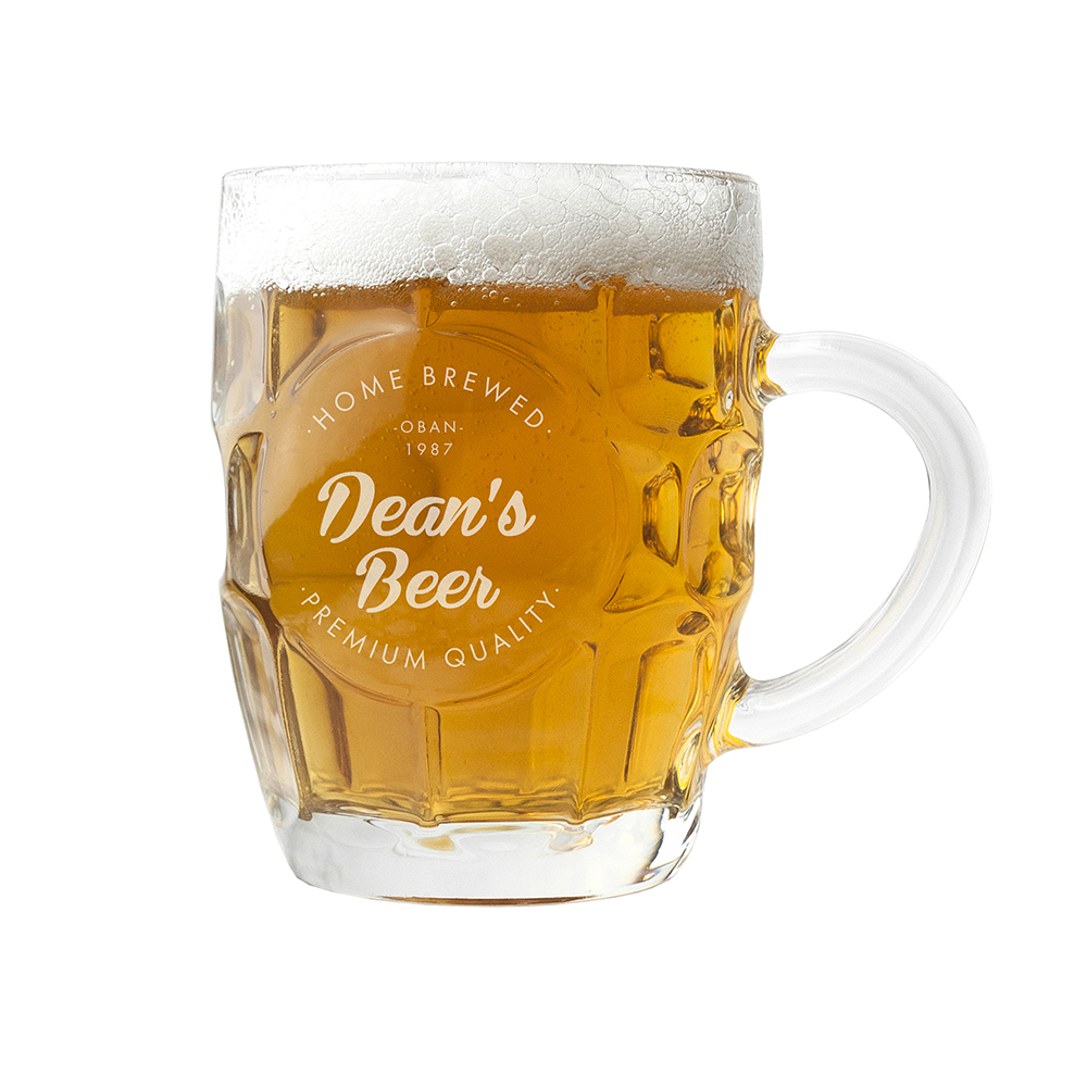 Personalised Home Brewed Dimpled Beer Glass Personalised Home Brewed Dimpled Beer Glass
