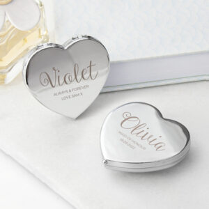 Personalised Heart Silver Compact Mirror Personalised Heart Silver Compact Mirror