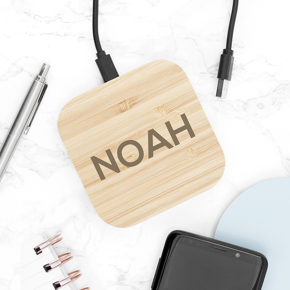 Personalised Bamboo Wireless Charger Personalised Bamboo Wireless Charger