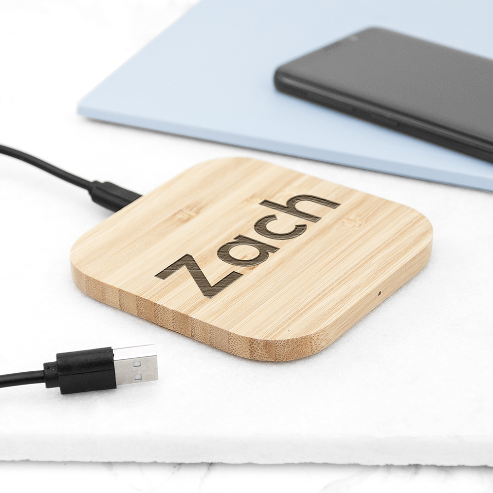 Personalised Bamboo Wireless Charger Personalised Bamboo Wireless Charger