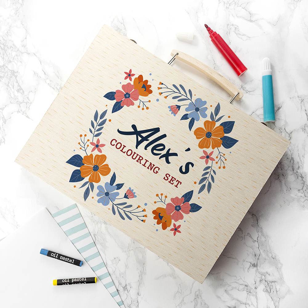 Personalised Flower Garland Colouring Set Personalised Flower Garland Colouring Set