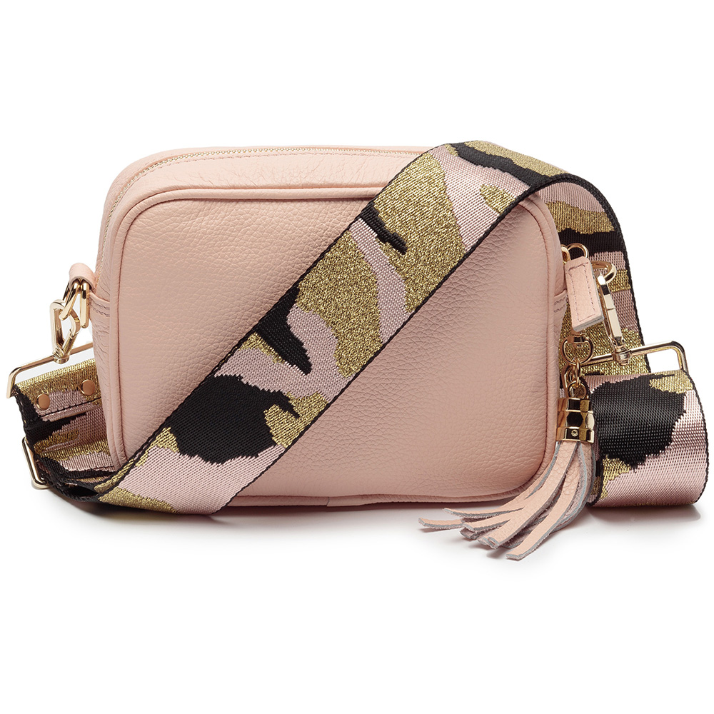 Personalised Elie Beaumont Pink Bag with Pink Camouflage Strap Personalised Elie Beaumont Pink Bag with Pink Camouflage Strap
