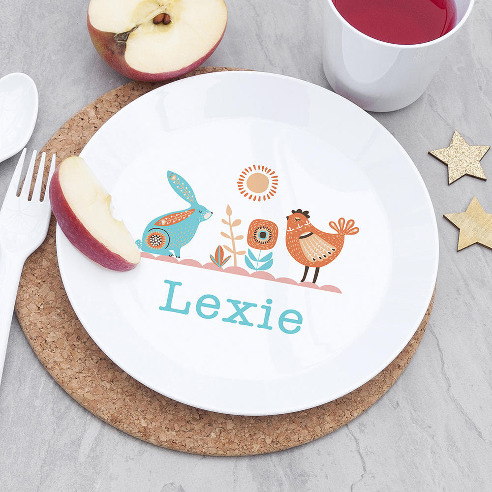Personalised Kids Scandi Summer Plastic Plate Personalised Kids Scandi Summer Plastic Plate