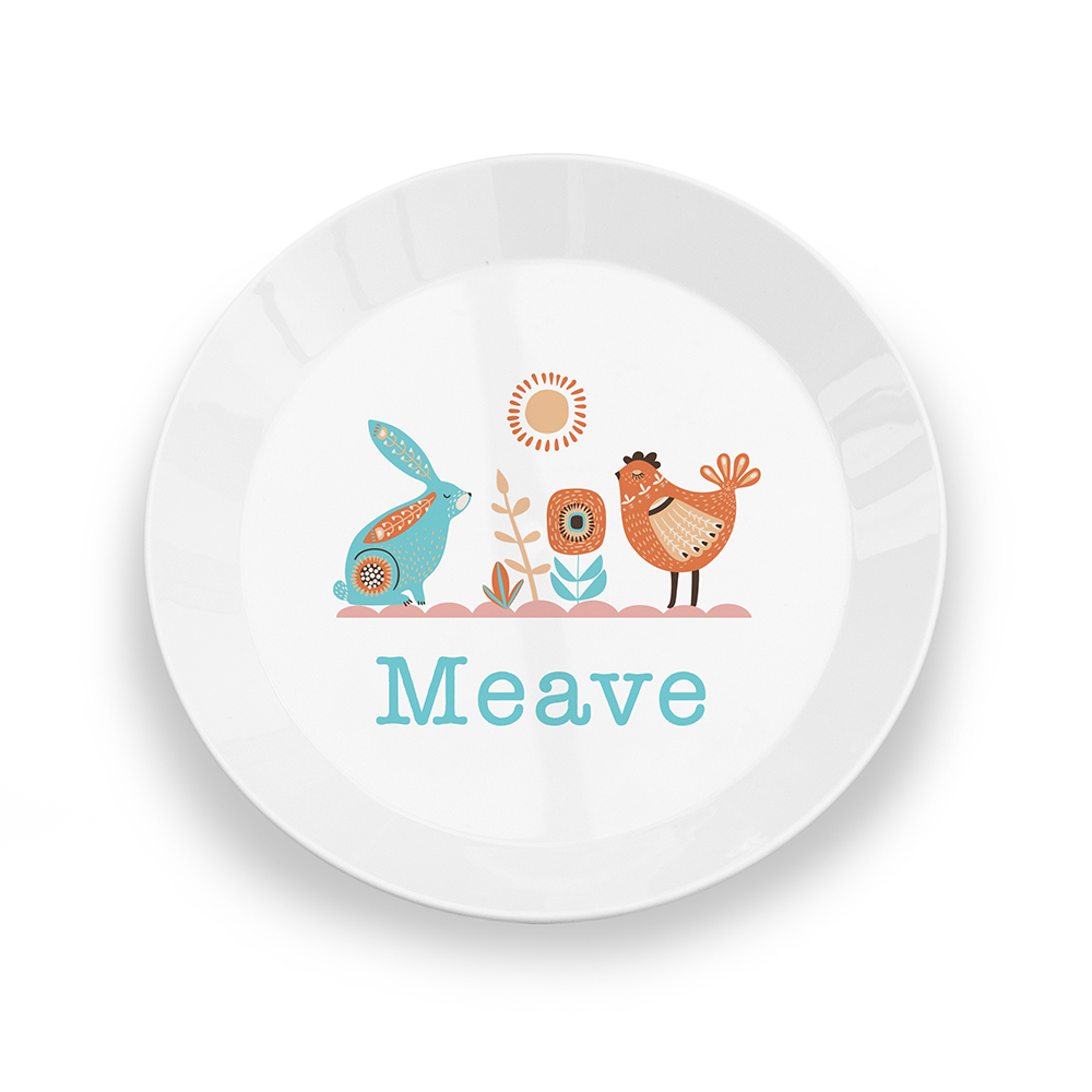 Personalised Kids Scandi Summer Plastic Plate Personalised Kids Scandi Summer Plastic Plate