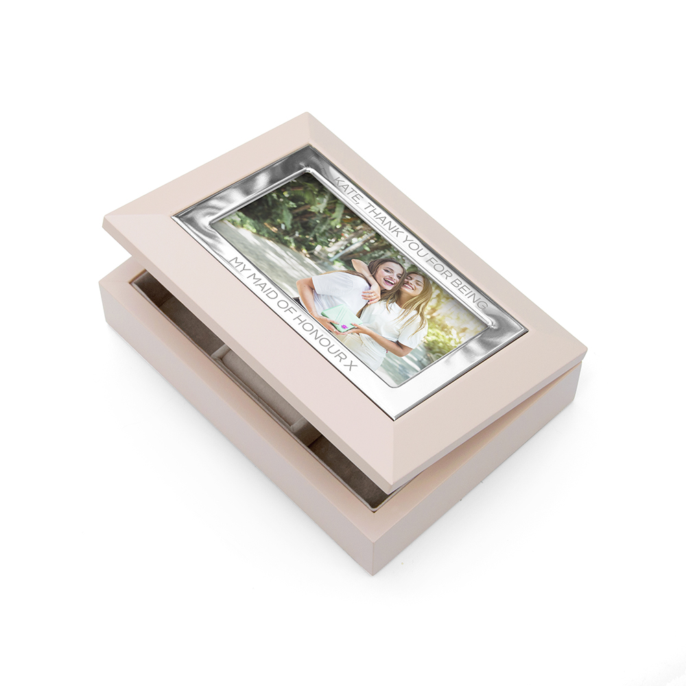 Personalised Nude Pink & Silver Photo Jewellery Box Personalised Nude Pink & Silver Photo Jewellery Box