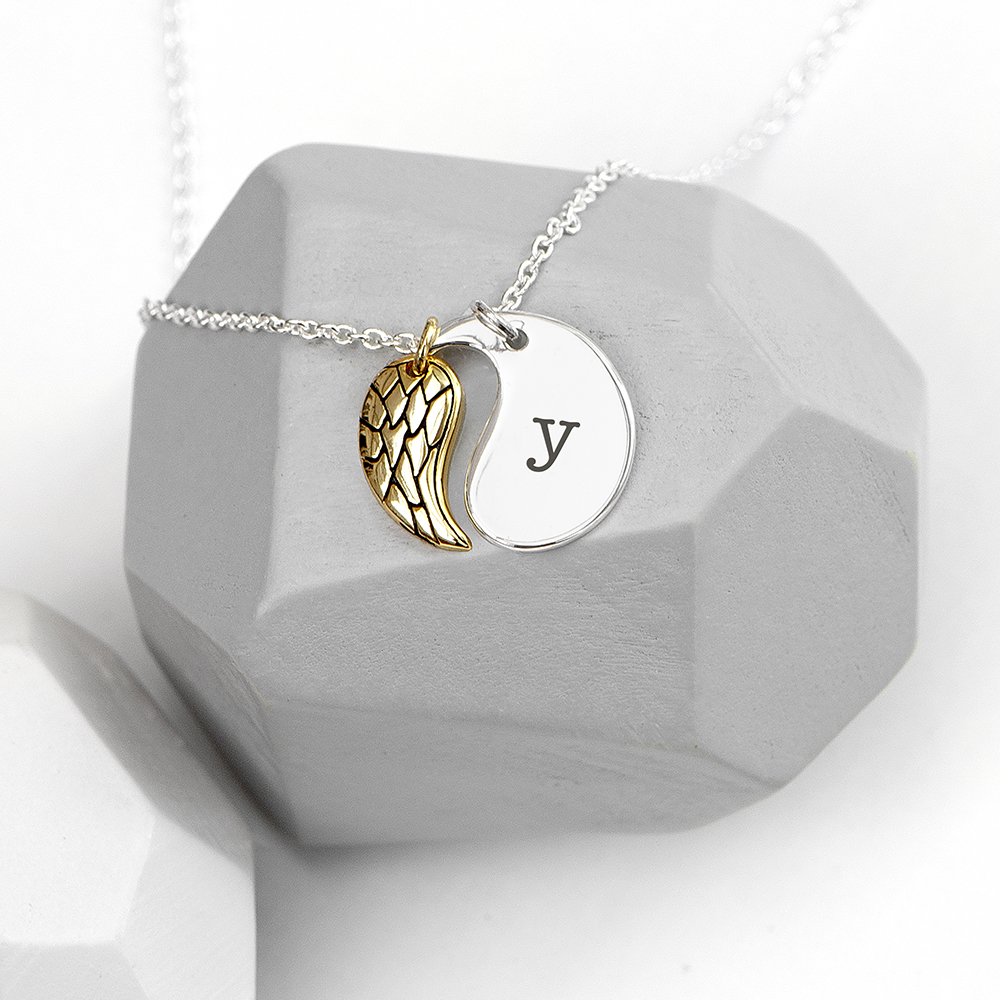 Personalised Contemporary Angel Wing Necklace Personalised Contemporary Angel Wing Necklace