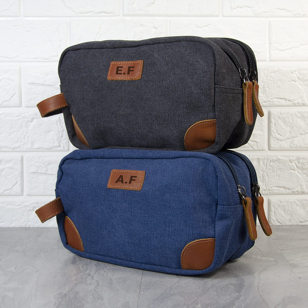 Personalised Deluxe Denim Wash Bag Blue Personalised Deluxe Denim Wash Bag Blue