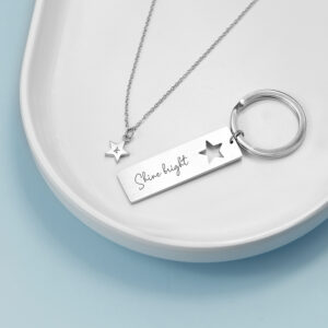 Personalised Lucky Star Necklace & Keyring Set Personalised Lucky Star Necklace & Keyring Set