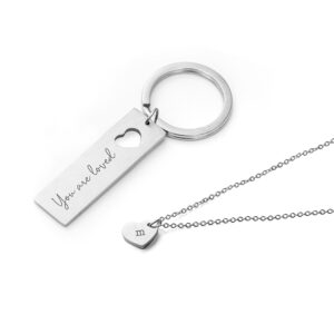 Personalised Love Heart Necklace & Keyring Set Personalised Love Heart Necklace & Keyring Set