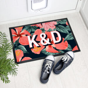 Personalised Tropical Flower Doormat Personalised Tropical Flower Doormat