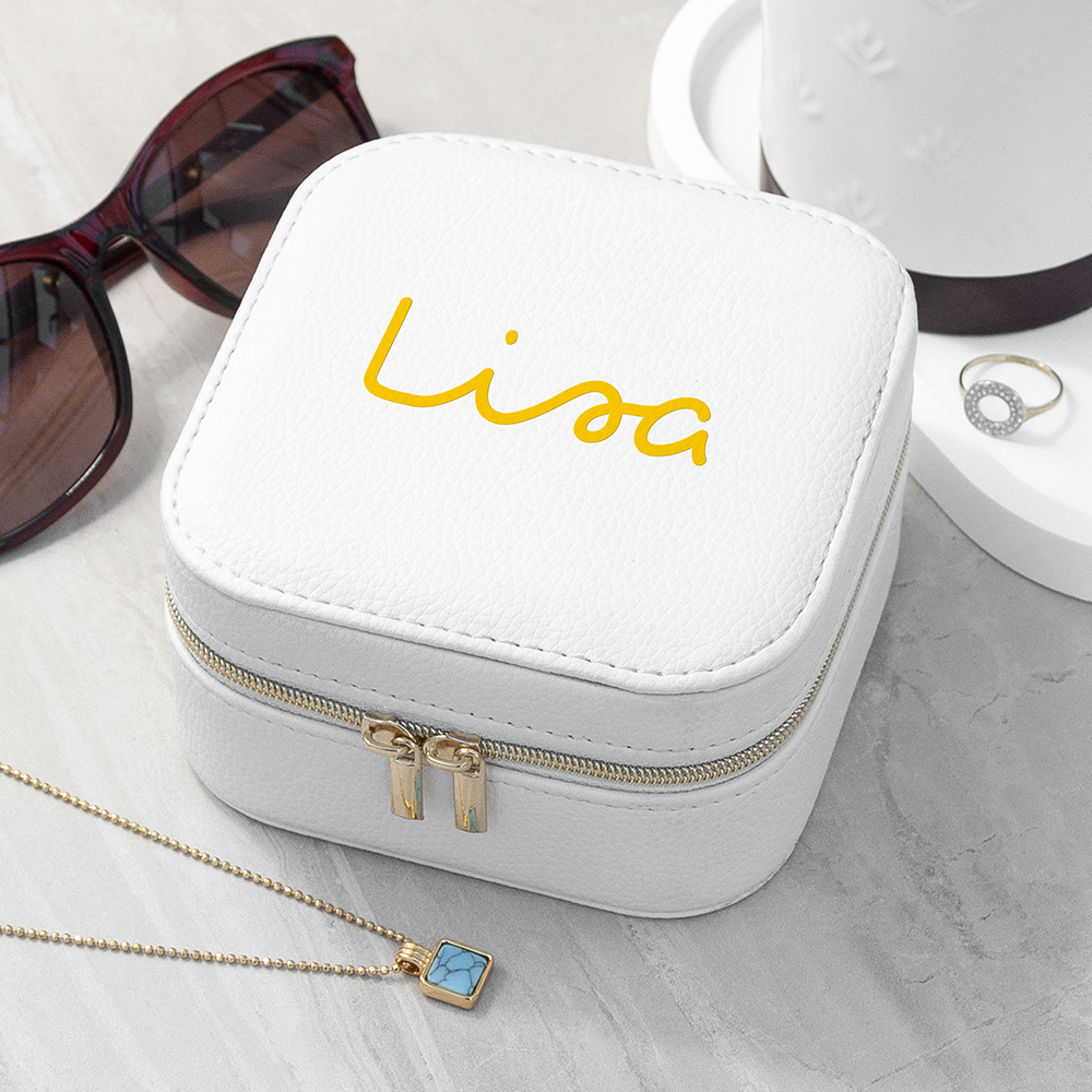 Personalised Summer Style White Jewellery Case – Yellow