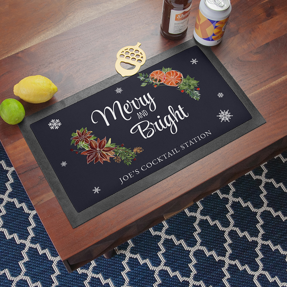 Personalised Floral Bar Mat Personalised Floral Bar Mat