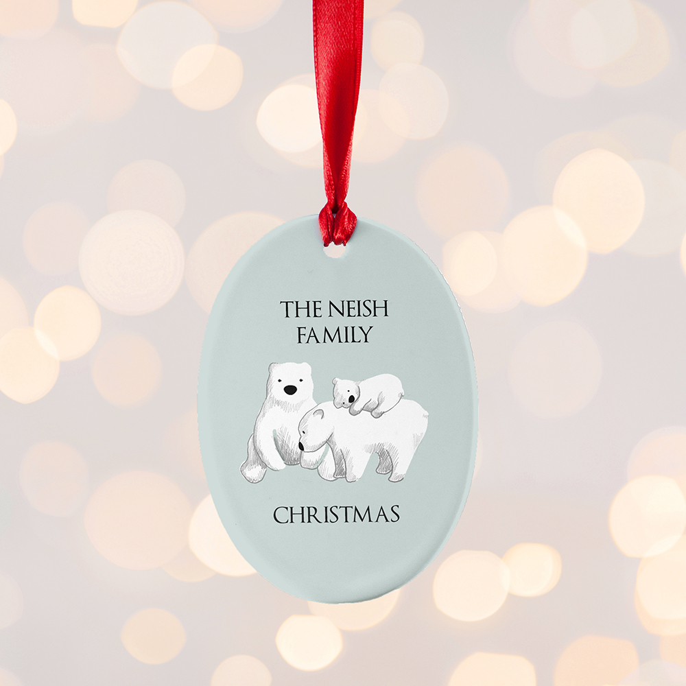 Personalised Sentimental Polar Bear Oval Ornament Personalised Sentimental Polar Bear Oval Ornament