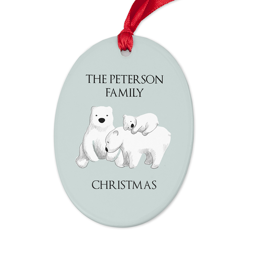 Personalised Sentimental Polar Bear Oval Ornament Personalised Sentimental Polar Bear Oval Ornament