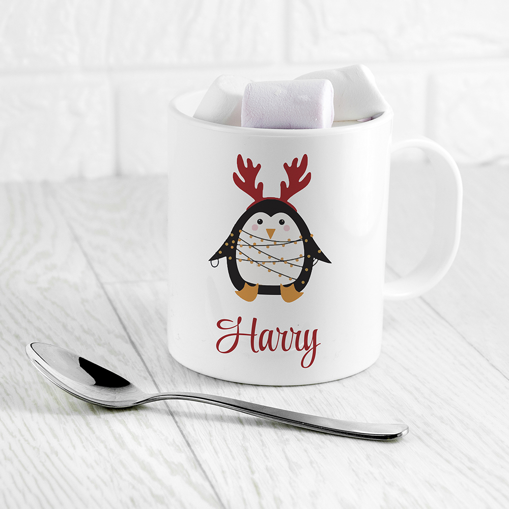 Personalised Christmas Penguin Kids Polymer Mug Personalised Christmas Penguin Kids Polymer Mug