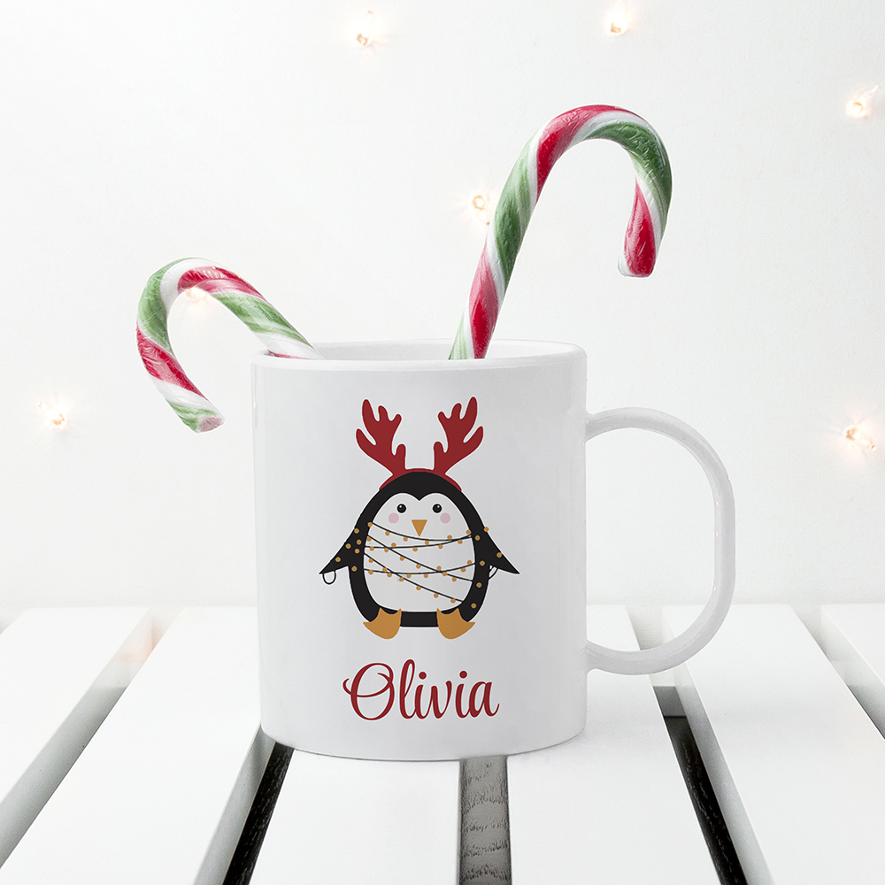 Personalised Christmas Penguin Kids Polymer Mug Personalised Christmas Penguin Kids Polymer Mug
