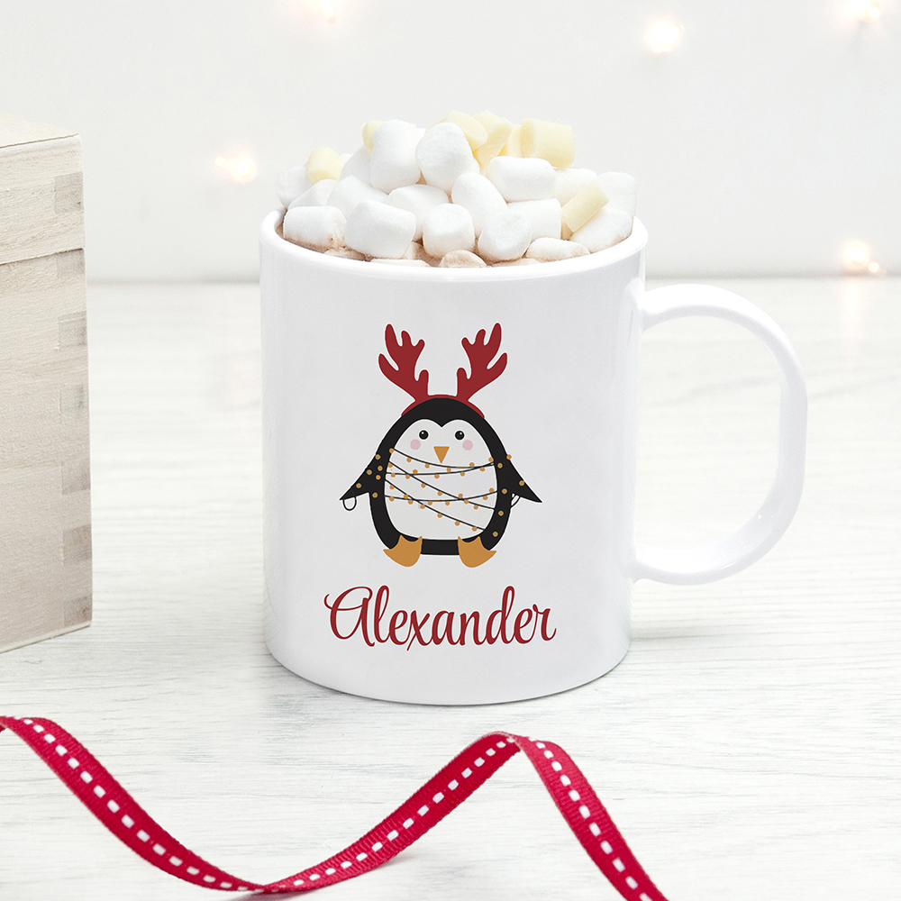 Personalised Christmas Penguin Kids Polymer Mug Personalised Christmas Penguin Kids Polymer Mug