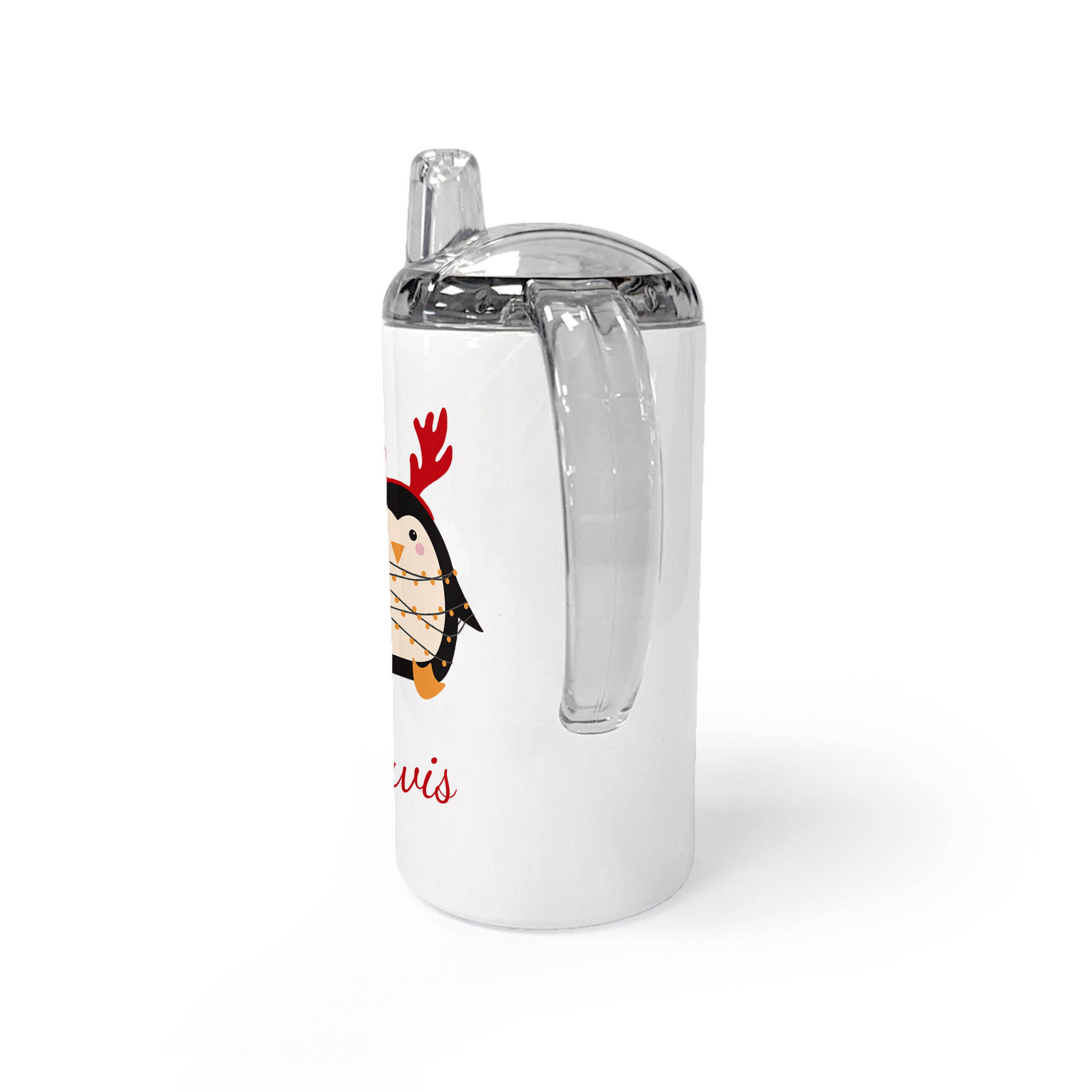 Personalised Christmas Penguin Kids Sippy Cup Personalised Christmas Penguin Kids Sippy Cup