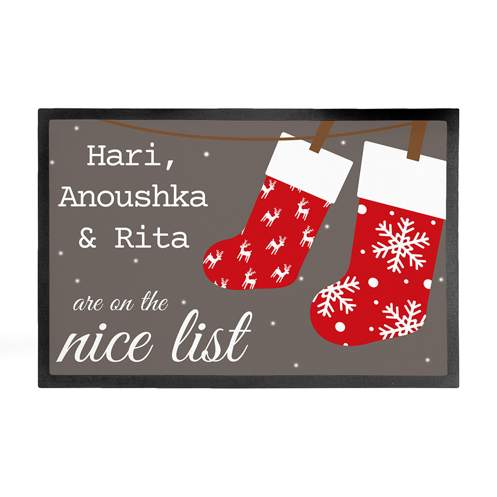 Personalised Festive Stockings Christmas Indoor Doormat Personalised Festive Stockings Christmas Indoor Doormat