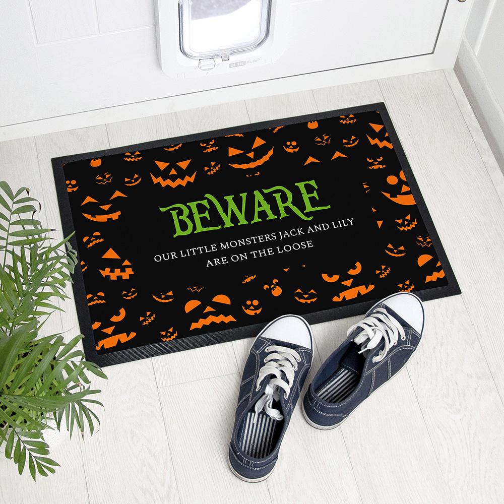 Personalised Halloween Beware Indoor Doormat Personalised Halloween Beware Indoor Doormat