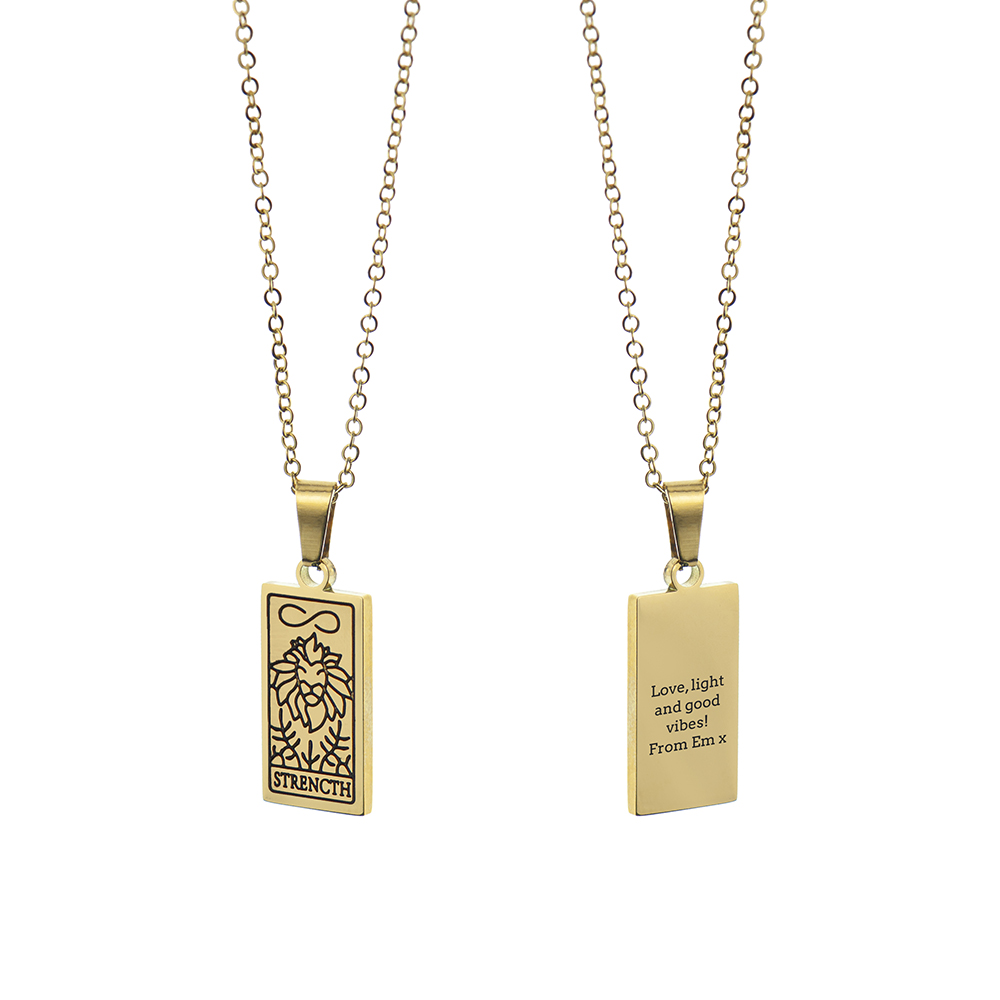 Personalised Strength Tarot Card Necklace Personalised Strength Tarot Card Necklace