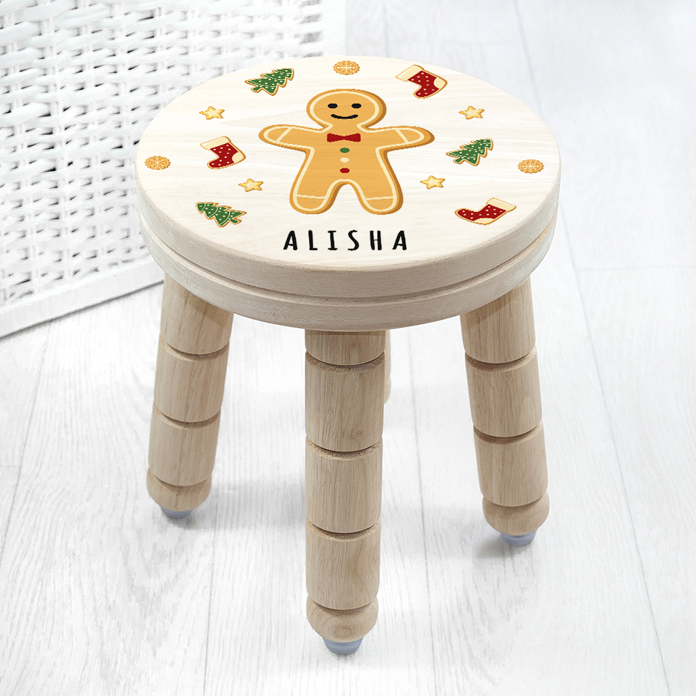 Personalised Christmas Gingerbread Wooden Stool Personalised Christmas Gingerbread Wooden Stool