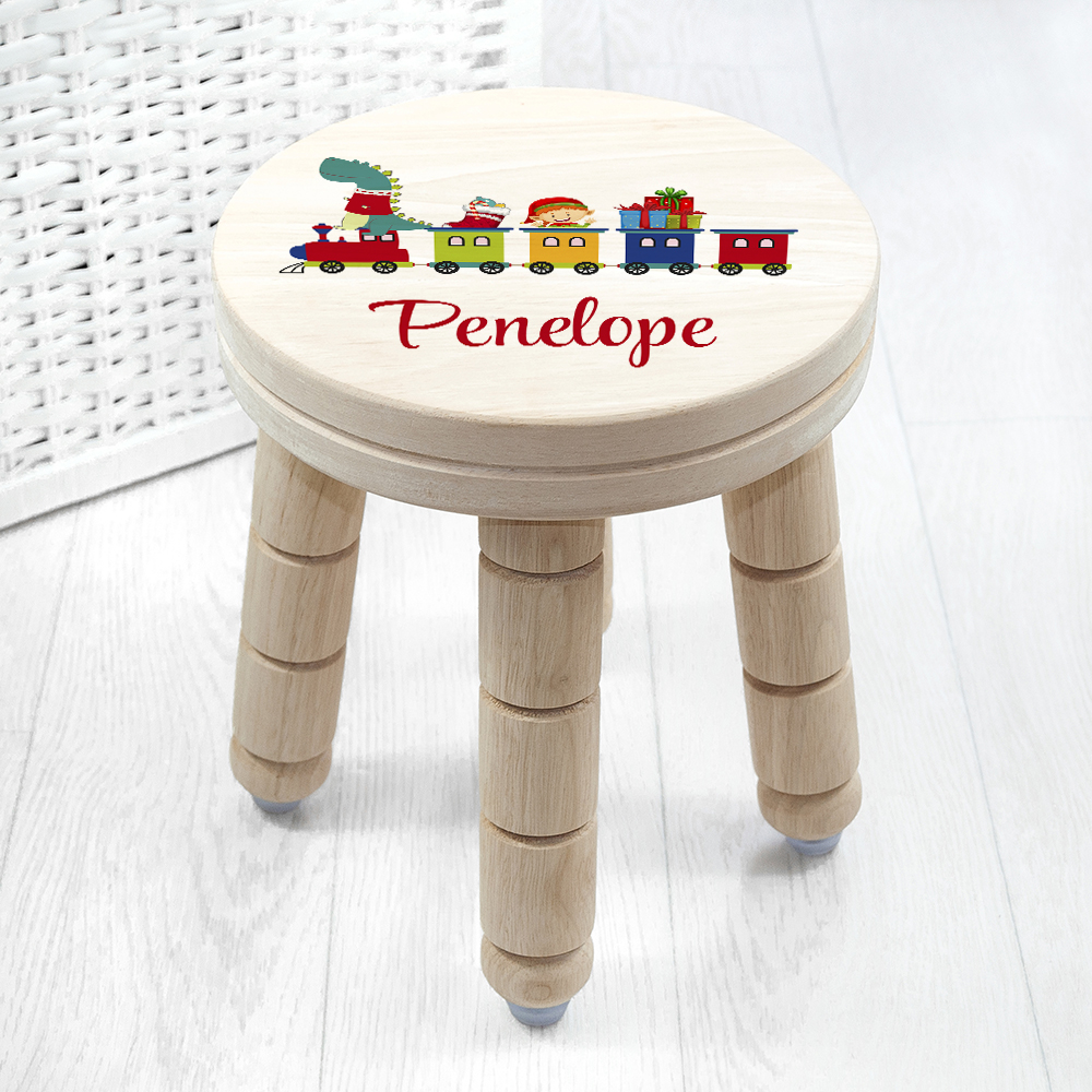 Personalised Christmas Train Wooden Stool Personalised Christmas Train Wooden Stool