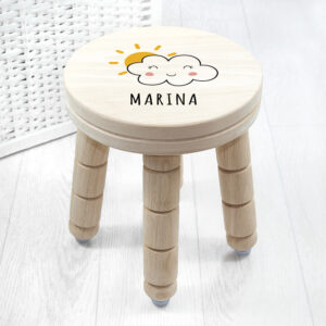 Personalised Smiling Cloud Wooden Stool Personalised Smiling Cloud Wooden Stool