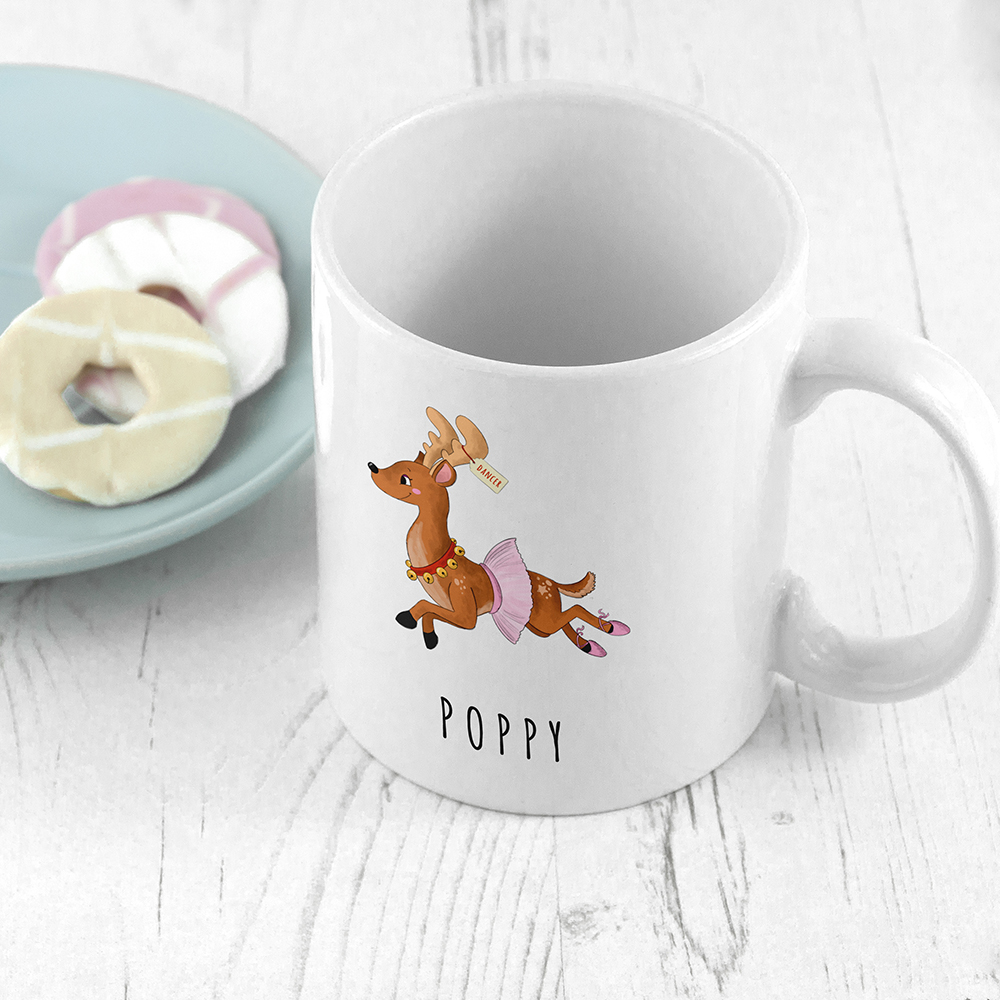 Personalised Reindeer Christmas White Mug Personalised Reindeer Christmas White Mug