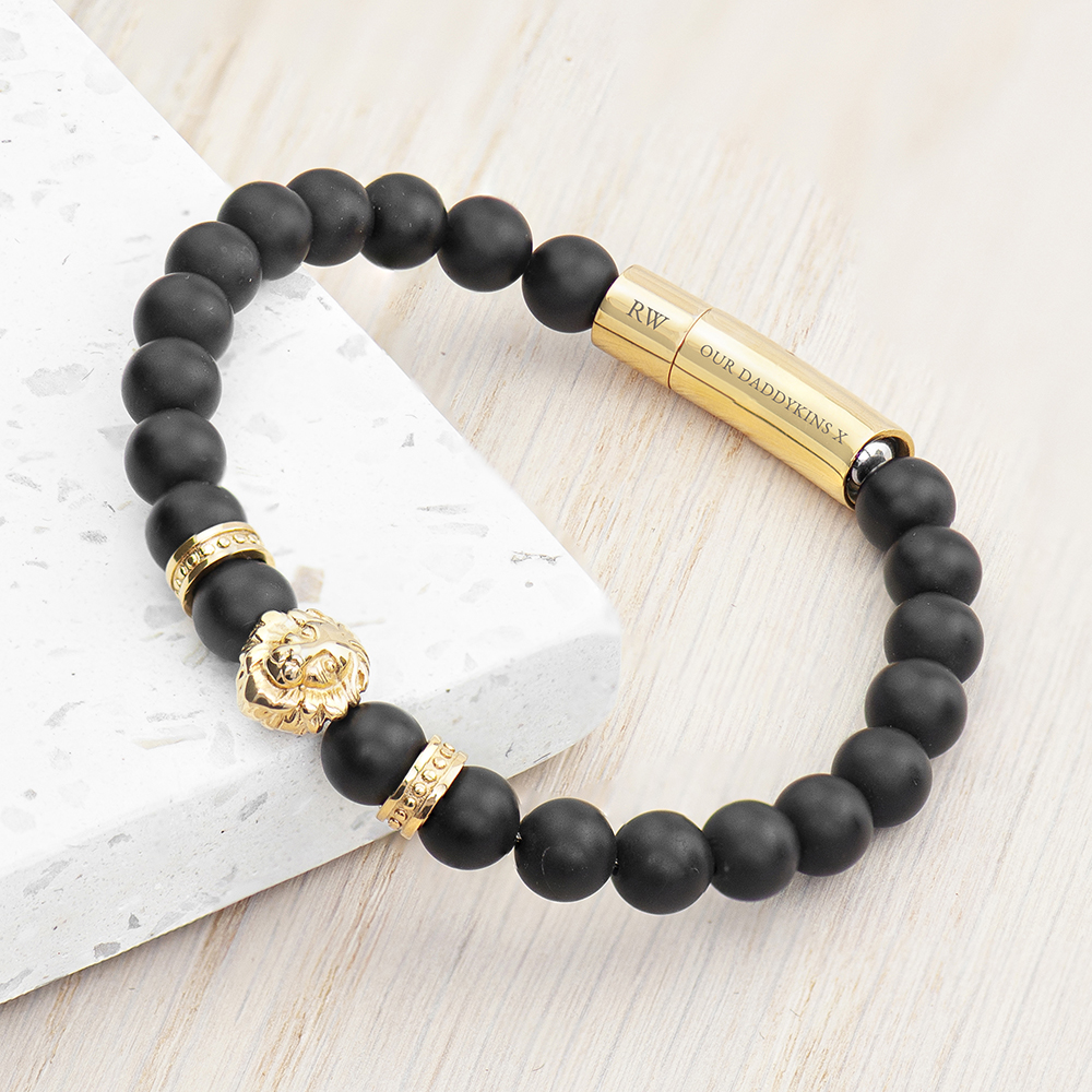 Personalised Mens Golden Lion Bracelet