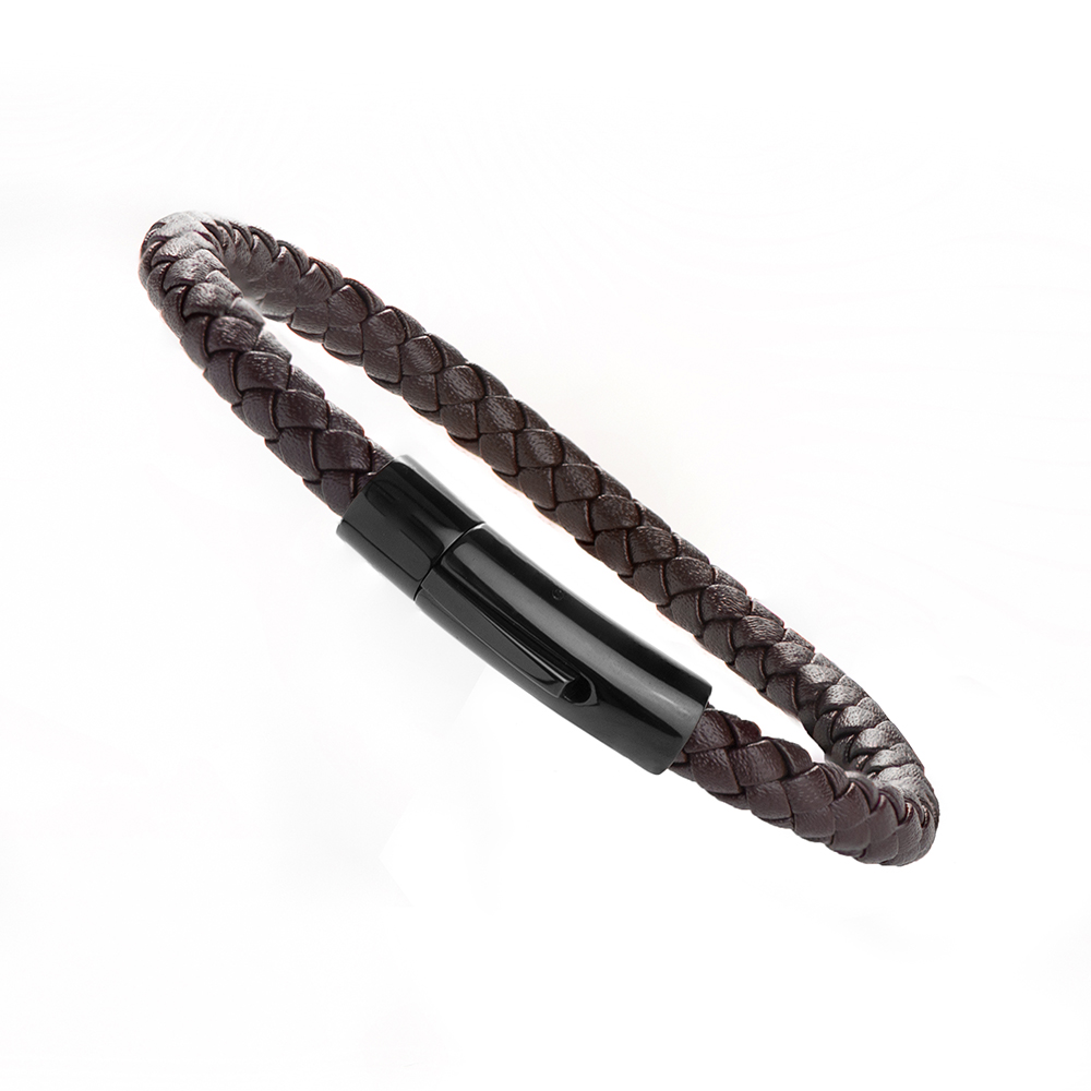 Personalised Mens Woven Brown Leather Bracelet Personalised Mens Woven Brown Leather Bracelet