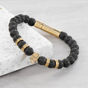 Personalised Men’s Golden Skull Beaded Bracelet Personalised Men's Golden Skull Beaded Bracelet