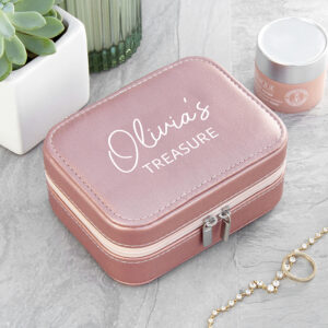 Personalised Pink ‘My Treasure’ Travel Jewellery Case Personalised Pink 'My Treasure' Travel Jewellery Case