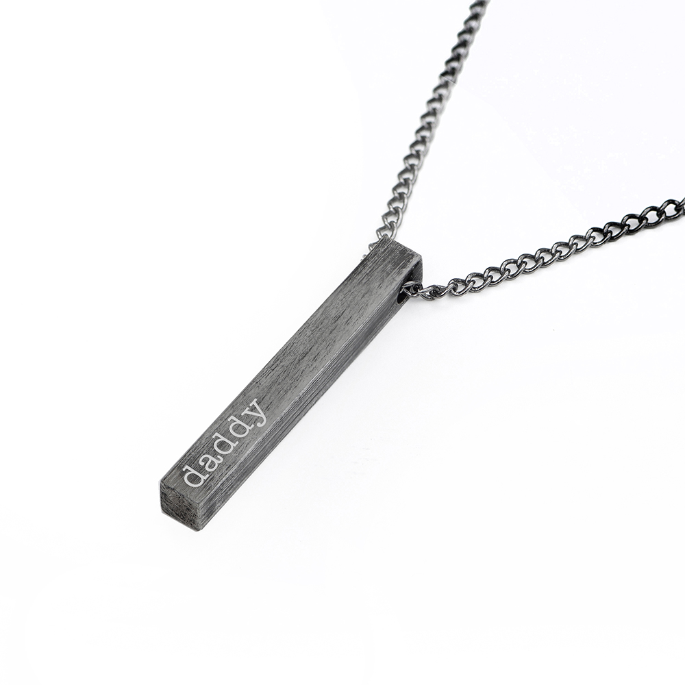 Personalised Father’s Day Men’s Brushed Gunmetal Solid Bar Necklace Personalised Father's Day Men's Brushed Gunmetal Solid Bar Necklace