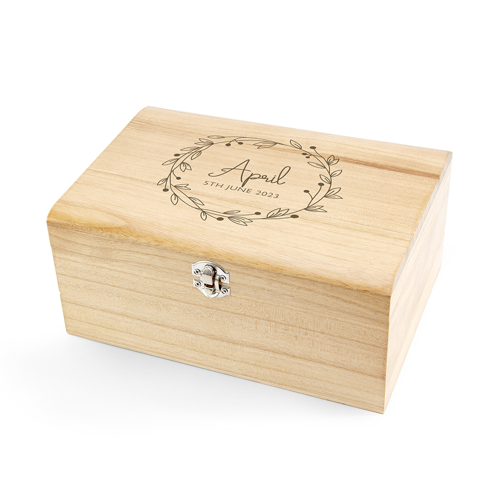 Personalised Botanical Wreath Keepsake Chest Personalised Botanical Wreath Keepsake Chest