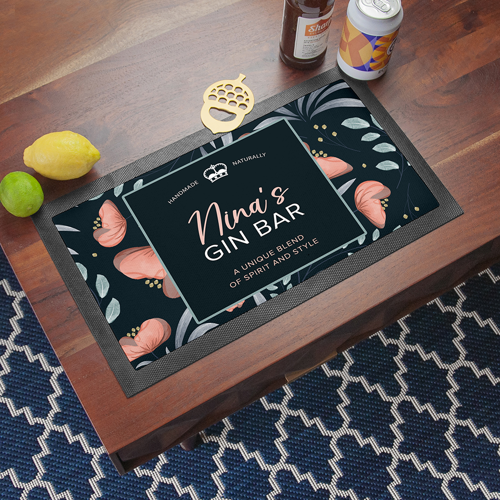 Personalised Blooming Gin Bar Mat Personalised Blooming Gin Bar Mat