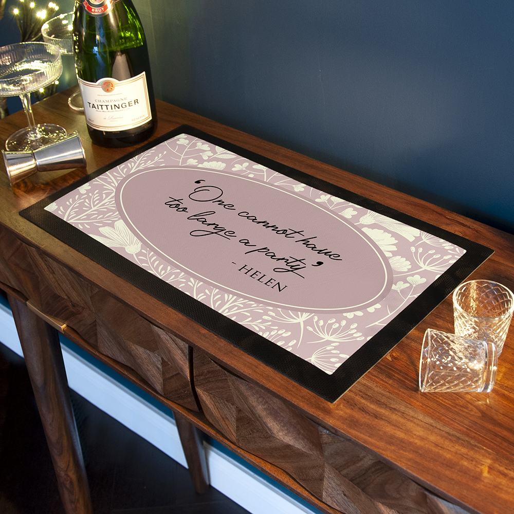 Personalised Classic Floral Quote Bar Mat Personalised Classic Floral Quote Bar Mat