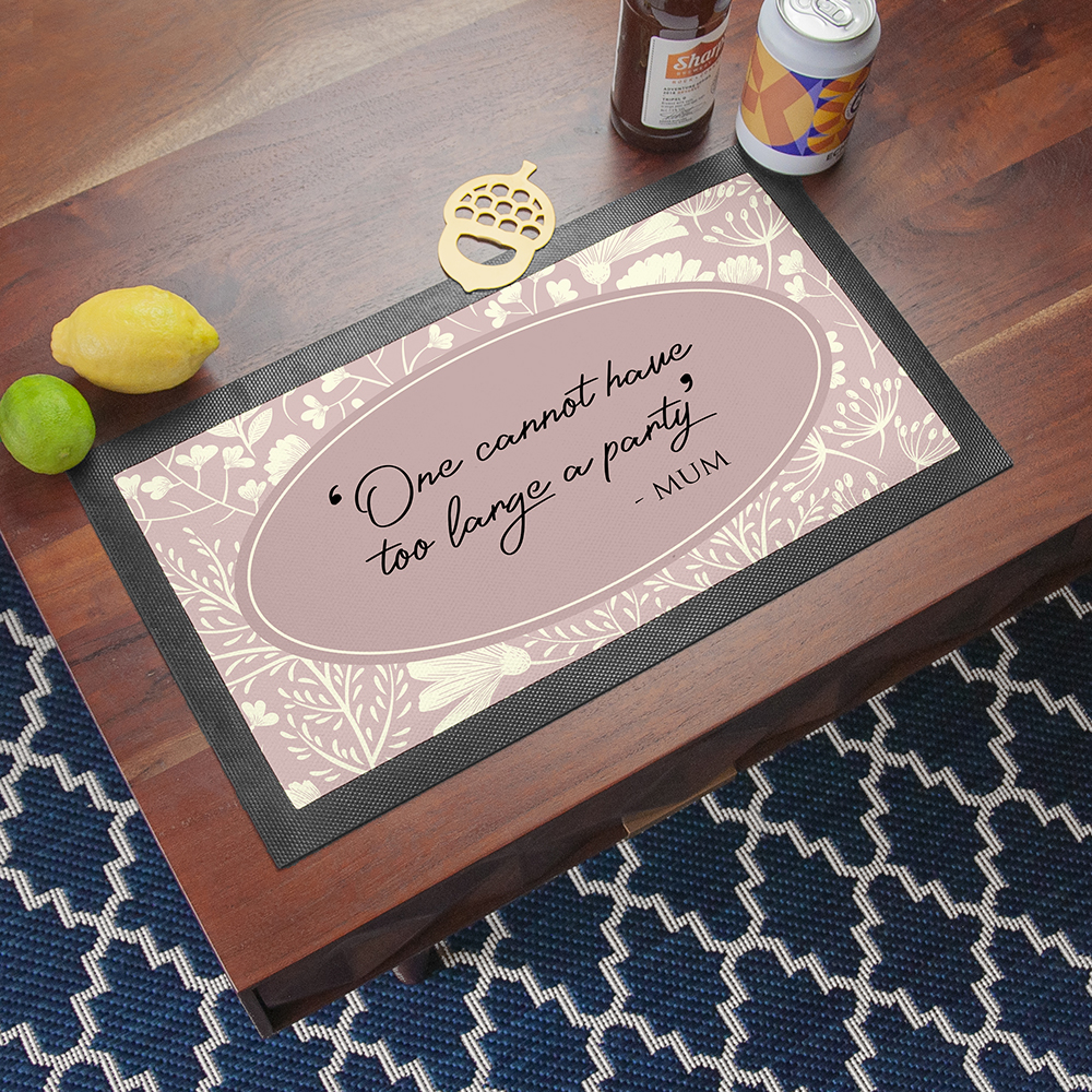 Personalised Classic Floral Quote Bar Mat Personalised Classic Floral Quote Bar Mat