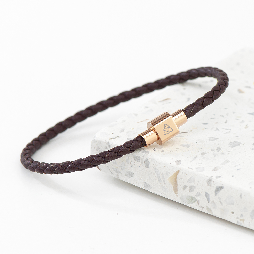 Personalised Men’s Celtic Trinity Woven Leather Bracelet Personalised Men's Celtic Trinity Woven Leather Bracelet