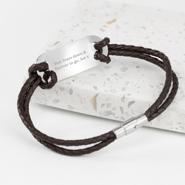 Personalised Men's Roman Numerals Statement Leather Bracelet