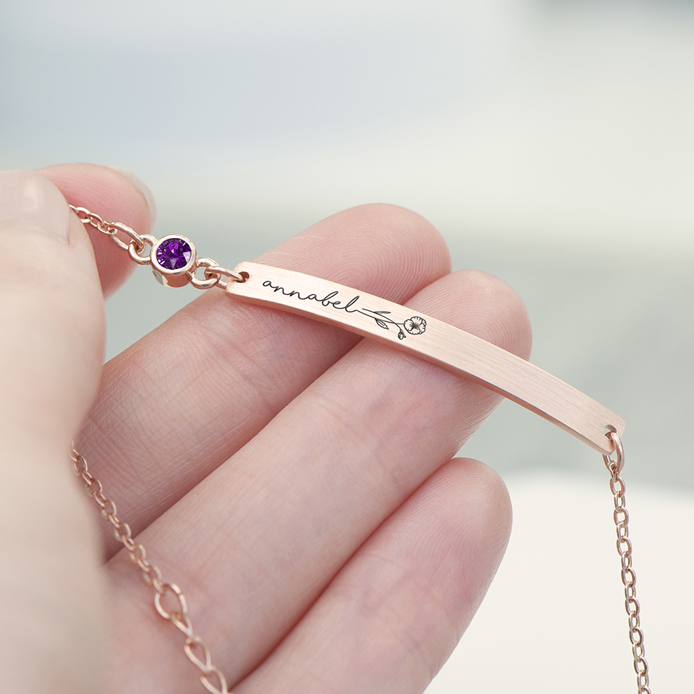 Personalised Birth Flower Swarovski Crystal Rose Gold Bracelet Personalised Birth Flower Swarovski Crystal Rose Gold Bracelet