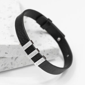 Personalised Men’s Soho Tag Black Leather Bracelet Personalised Men's Soho Tag Black Leather Bracelet