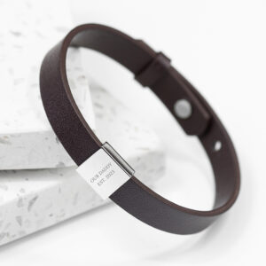 Personalised Men’s Soho Tag Message Brown Leather Bracelet Personalised Men's Soho Tag Message Brown Leather Bracelet