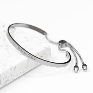 Personalised Silver Affirmation Bangle Bracelet Personalised Silver Affirmation Bangle Bracelet