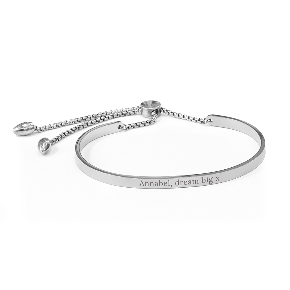 Personalised Silver Affirmation Bangle Bracelet Personalised Silver Affirmation Bangle Bracelet