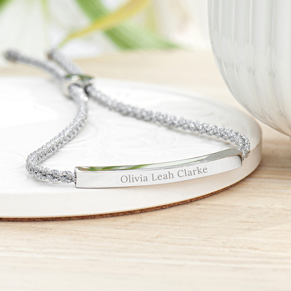 Personalised Silver Identity Rope Bracelet Personalised Silver Identity Rope Bracelet