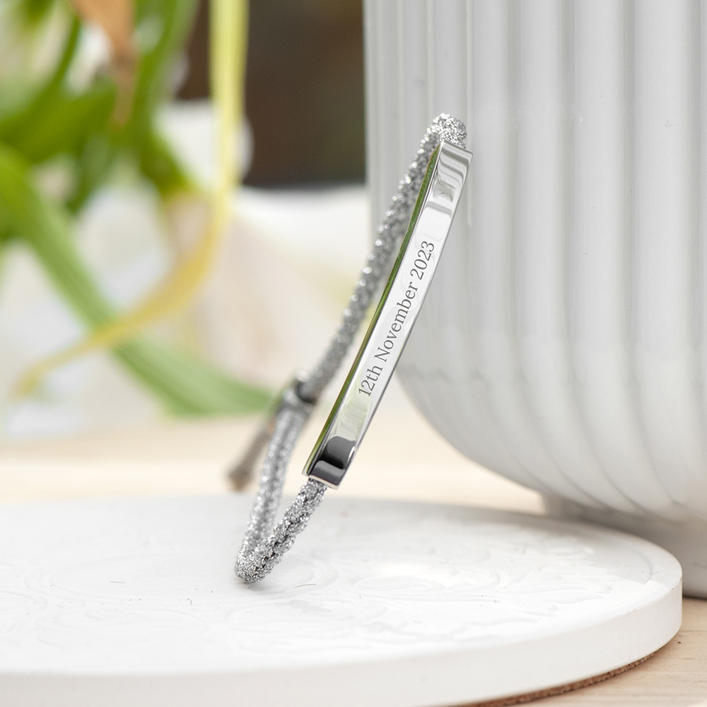 Personalised Silver Identity Rope Bracelet Personalised Silver Identity Rope Bracelet