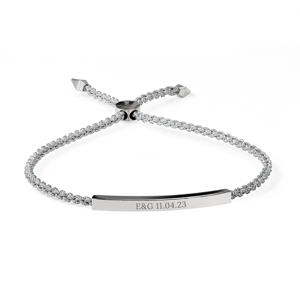 Personalised Silver Identity Rope Bracelet Personalised Silver Identity Rope Bracelet